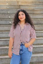 Camisa Listrada Marrom Escuro