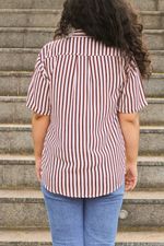 Camisa Listrada Marrom Escuro