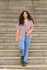 Camisa Listrada Marrom Escuro