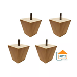 Kit 4 Pé De Sofá Em Madeira Tipo Trapézio 6cm Altura 3 Cores