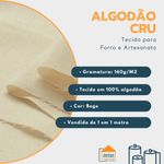 Tecido Algodão Cru Gramatura 160g 1m X 1,60m