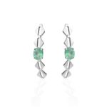 BRINCO EAR HOOK OMA ESMERALDA OURO BRANCO