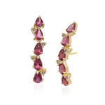 BRINCO EAR HOOK RUBIS E DIAMANTES