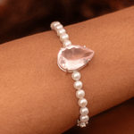 BRACELETE QUARTZO ROSA E PÉROLA