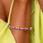 BRACELETE AMETISTA OVAL E PÉROLA
