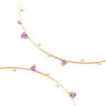 CHOKER MEIO ARO AMETISTA, SAFIRA E PÉROLA