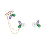 BRINCO COM PIERCING PÉROLA BOTÃO, ESMERALDA, TANZANITA E DIAMANTE BRANCO