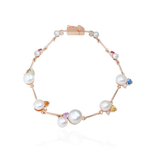 PULSEIRA PÉROLAS, SAFIRAS COLOR, RUBI, TSAVORITA E DIAMANTE BRANCO