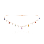 CHOKER SAFIRAS COLOR GOTA E PÉROLAS
