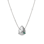 COLAR PÉROLA MABÉ GOTA, ESMERALDA NAVETE E DIAMANTE BRANCO