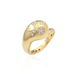 ANEL ENTRELACADO GOTA FORMAS C/ DIAMANTES 1PT EM OURO AMARELO