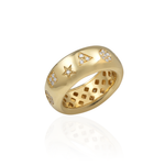 ANEL BOJUDO FORMAS DIAMANTES 1PT EM OURO AMARELO