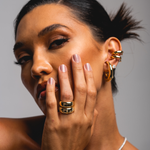 ANEL BOJUDO FORMAS DIAMANTES 1PT EM OURO AMARELO