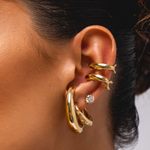 ARGOLA DUPLA FORMAS CRAVEJADAS COM DIAMANTES