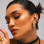 ARGOLA DUPLA FORMAS CRAVEJADAS COM DIAMANTES