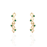 BRINCO EAR HOOK CORRENTE OMA ESMERALDAS 3PTS EM OURO AMARELO