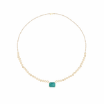 CHOKER MEIA CORRENTE OMA COM ESMERALDA RETANGULAR 10X8MM EM OURO AMARELO