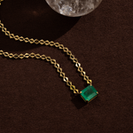 CHOKER MEIA CORRENTE OMA COM ESMERALDA RETANGULAR 10X8MM EM OURO AMARELO