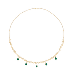 CHOKER MEIA CORRENTE OMA COM ESMERALDAS GOTAS 5X4MM EM OURO AMARELO