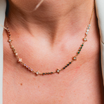 CHOKER FASES LUZ COM DIAMANTES, SAFIRAS COLORIDAS E NEFRITA