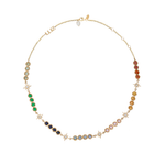 CHOKER FASES LUZ COM DIAMANTES, SAFIRAS COLORIDAS E NEFRITA