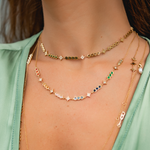 CHOKER FASES LUZ COM DIAMANTES, SAFIRAS COLORIDAS E NEFRITA