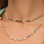 CHOKER FASES LUZ COM DIAMANTES, SAFIRAS COLORIDAS E NEFRITA