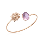 BRACELETE MALEÁVEL MANDALLA 20MM E QUARTZO ROSA OVAL OURO ROSÉ