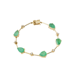 PULSEIRA ESMERALDA GOTA E DIAMANTE 5PTS CAIXA COROA OURO AMARELO