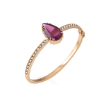 BRACELETE TURMALINA ROSA GOTA E DIAMANTES CHOCOLATE 5PTS OURO ROSÉ