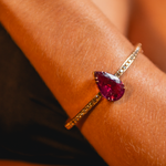 BRACELETE TURMALINA ROSA GOTA E DIAMANTES CHOCOLATE 5PTS OURO ROSÉ