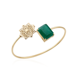 BRACELETE MALEÁVEL MANDALLA 20MM E ESMERALDA RETANGULAR 17X14 OURO AMARELO