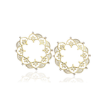 ARGOLA FRONTAL MANDALLA 40MM E DIAMANTE BRANCO 1PT OURO AMARELO