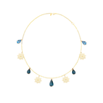 CHOKER MANDALLA 10MM E TURMALINA AZUL GOTA OURO AMARELO