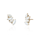 BRINCO EAR CUFF MADREPÉROLA NAVETE E DIAMANTE CHOCOLATE OURO AMARELO
