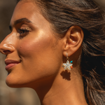 PINGENTE ESTRELA DO MAR MADREPÉROLA, TURQUESA, CORAL E DIAMANTE OURO AMARELO