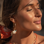 PINGENTE ESTRELA DO MAR MADREPÉROLA, TURQUESA, CORAL E DIAMANTE OURO AMARELO