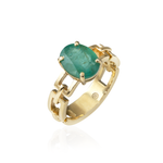 ANEL CICLOS ESMERALDA OVAL OURO AMARELO