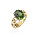 ANEL CICLOS TURMALINA VERDE OVAL OURO AMARELO