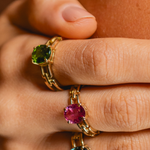 ANEL CICLOS TURMALINA ROSA OVAL OURO AMARELO