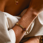 BRACELETE CICLOS TURMALINA ROSA OVAL OURO AMARELO