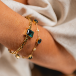 PULSEIRA TURMALINA AZUL OVAL E DIAMANTE OURO AMARELO