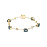 PULSEIRA TURMALINA AZUL OVAL E DIAMANTE OURO AMARELO