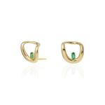 PIERCING ONDA BOJUDO ESMERALDA NAVETE OURO AMARELO