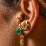 PIERCING ONDA BOJUDO ESMERALDA NAVETE OURO AMARELO
