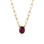 CORRENTE ELO CARTIER TURMALINA ROSA OVAL OURO AMARELO