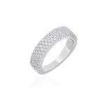 ANEL MEIA ALIANÇA FITA DIAMANTES OURO BRANCO