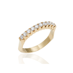 ANEL MEIA ALIANÇA DIAMANTE BRANCO 5PTS OURO AMARELO