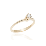 ANEL SOLITÁRIO DIAMANTE BRANCO 8PTS ARO FINO OURO AMARELO
