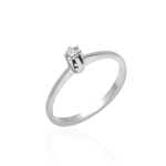  ANEL SOLITÁRIO DIAMANTE BRANCO 8PTS ARO FINO OURO BRANCO